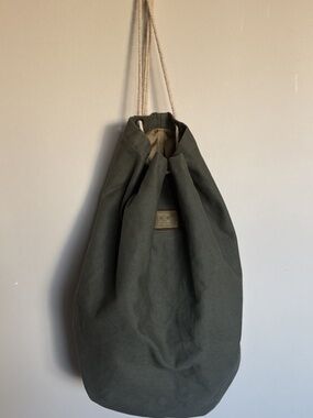 Finley Miller Collection Army Green Canvas Drawstring Duffle Bag NWT Travel Gym